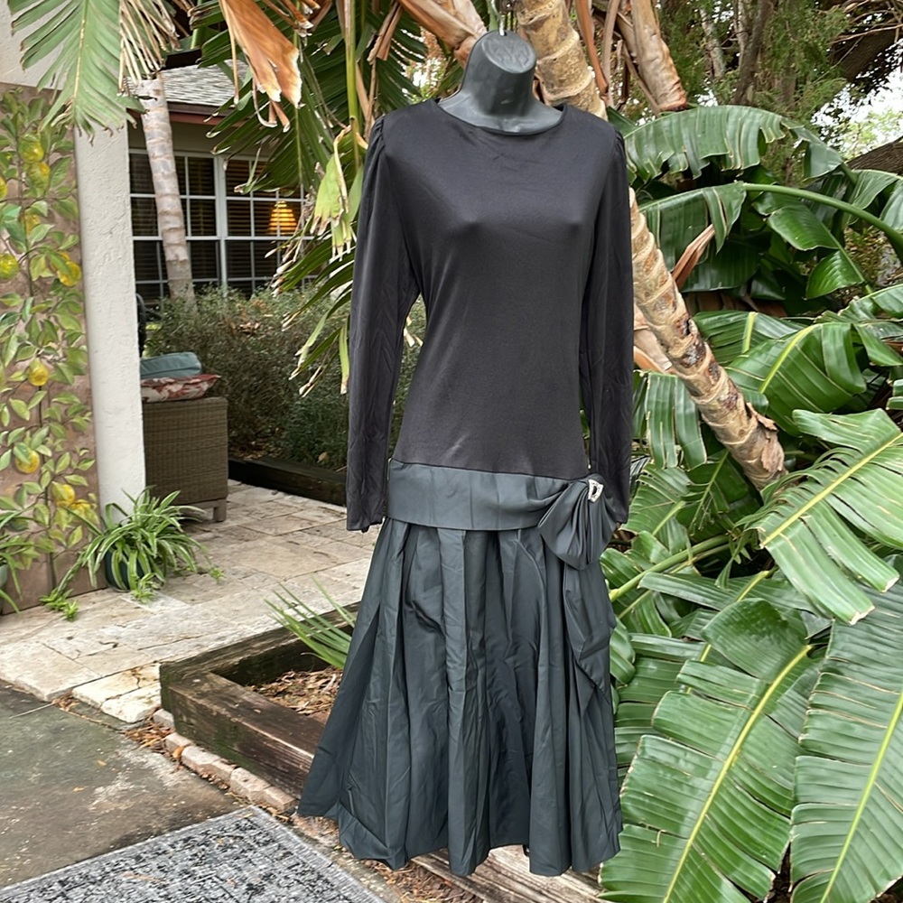 Vintage after dark drop waist dress with giant bow